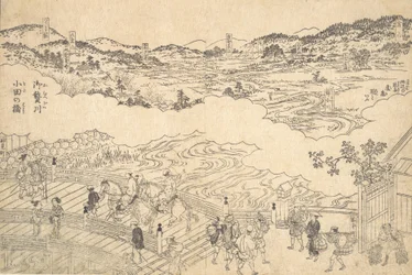 Fluss von Omue und Brücke von Oda, 1700