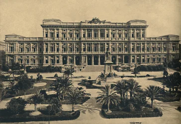 Roma - Prati di Castello. Neue Gerichtshöfe von Calderini und Statue von Cavour, 1910