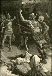 Römische Soldaten setzen den Tempel von Jerusalem in Brand, 1890