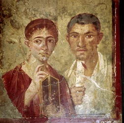 Römisches Porträtgemälde von Terentius Neo und seiner Frau, Pompeji, Italien