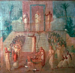 Römische Wandmalerei von Priestern des Isis-Kults