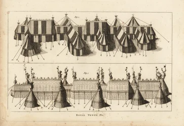 Königszelte aufgeschlagen für das Treffen von König Heinrich VIII und König Franz I von Frankreich in der Nähe von Ardres 1520