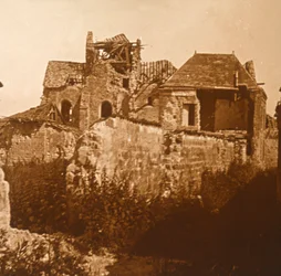 Zerstörte Kirche, Beaumont-sur-Vesle, Nordfrankreich, um 1914-1918