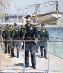 Russischer Admiral Avellan an Bord des Kreuzers Kaiser Nikolaus I., 1893
