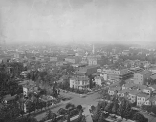 Sacramento, Kalifornien, vom Kuppel des Kapitols, ca. 1897