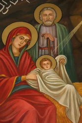 Koptische Kunst in der St.-Antonius-Kirche: Geburt Christi, Jerusalem, Israel