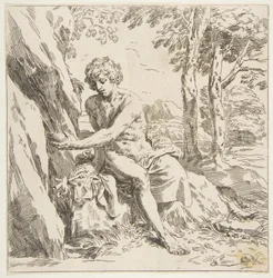 Johannes der Täufer in der Wüste, Kopie in umgekehrter Richtung nach Cantarini