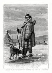 Samojede auf Schneeschuhen unterwegs, Russland, 1877