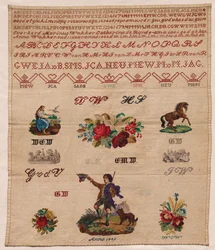 Stickmustertuch, 1882