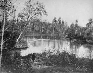 Szene am Peshtigo River, Wisconsin, ca. 1897