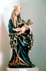 Schöne Madonna, bemalte Statue, aus der Pfarrkirche, Bad Aussee, Österreich