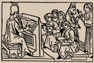 Schulunterricht. Aus Speculum Vitae Humanae von Rodericus Zamorensis, 1479