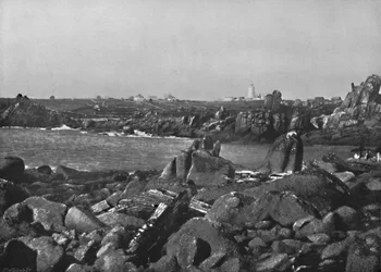 Scilly-Inseln - die Bucht und der Leuchtturm, St. Agnes, 1895