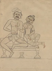 Sitzendes Paar, um 1800