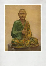 Sitzende Figur eines Lohan - Tang-Dynastie