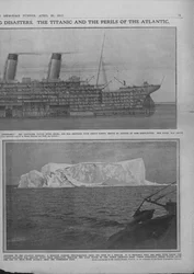 Schnittdiagramm der Titanic und Eisberg, 20. April 1912