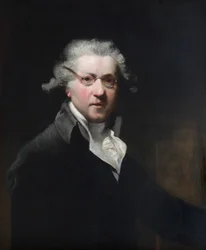 Selbstporträt des englischen Malers Joshua Reynolds mit Brille, 18. Jahrhundert