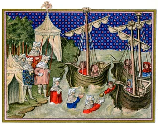 Schiffe bringen Vorräte zur englischen Armee, Richard IIs Feldzug in Irland, 1399, 1893