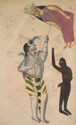 Shiva trägt den Körper seiner Sati, 1800er Jahre