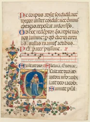 Einzelnes Blatt aus einem Choralpsalter: Initiale E[xultate Deo] mit König David beim Spielen, um 1408