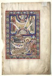 Einzelblatt aus einem Evangelienbuch: Die Geburt Christi recto und St. Matthäus verso, ca. 1190