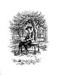 Sir Isaac Newton unter dem Apfelbaum, 20. Jahrhundert