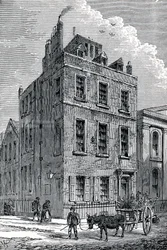 Haus von Sir Isaac Newton an der Ecke von Orange und St. Martins Streets, London, ca. 1880