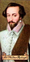 Sir Walter Raleigh, aus einer Serie von Zigarettenkarten