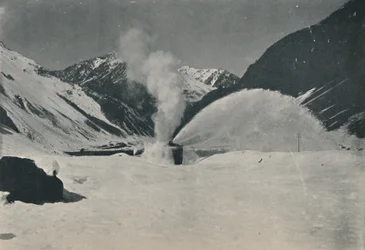 Schneepflug im Einsatz in den Anden, 1916