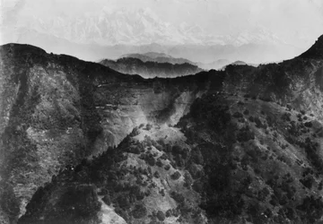 Schnee auf dem Himalaya, aufgenommen von Chakrata, 1917