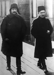 Die sowjetischen Führer Josef Stalin und Sergei Kirow, Moskau, UdSSR, 1928