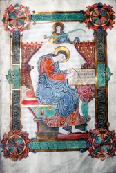Der heilige Matthäus schreibt sein Evangelium, angelsächsisches Werk, um 1062-65