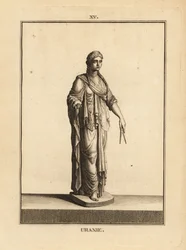 Statue der Urania, Muse der Astronomie, mit einem Paar Zirkel
