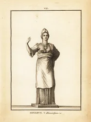 Statue der römischen Göttin der Weisheit Minerva Callimorphos, mit Helm