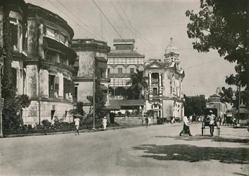 Strandstraße, Rangoon. - Postamt, Imperial Bank of India. Zollhaus in der Ferne, 1900