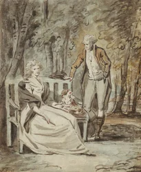 Studie für ein Porträt: Eine Dame und ein Herr in einem Park, ca. 1780