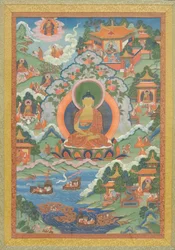 Thanka mit Buddha, 19. Jahrhundert