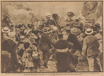 Die Ermordung des österreichischen Erzherzogs Franz Ferdinand und seiner Frau in Sarajevo, 28. Juni 1914.