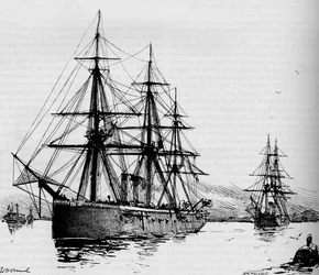 Die Bacchante, Geschwindigkeit 16 Knoten pro Stunde, 1884