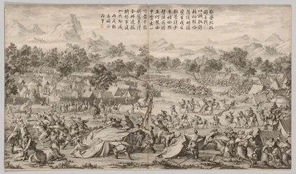 Die Schlacht bei Elei Zhalatu: aus Schlachtszenen der Niederschlagung von Aufständen...ca. 1765-1774
