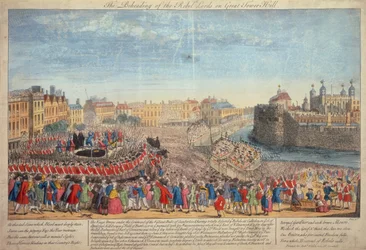 „Die Enthauptung der aufständischen Lords auf dem Great Tower Hill“, ca. 1746