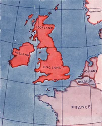 Die Britischen Inseln und Frankreich, Belgien und Holland am Mittag im Hochsommer, 1935