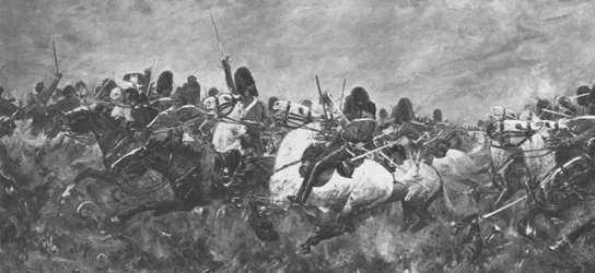 Der Krimkrieg, 1854-56: Das Sammeln der Scots Greys... bei Balaklawa, 1901.