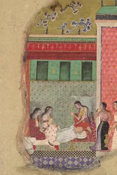 Der Tod von König Dasharatha, dem Vater von Rama, Folio aus einem Ramayana, ca. 1605