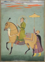 Der Kaiser Alamgir regierte 1658-1707 zu Pferd, ca. 1690-1710