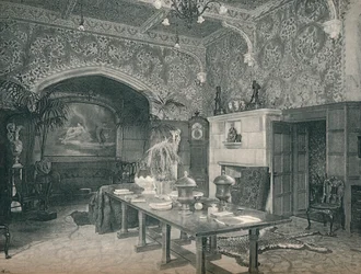 Die Eingangshalle von Stanmore Hall, ca. 1891
