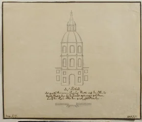 Die Fassade des zentralen Teils der Hofstallungen an der Moika-Uferpromenade in St. Petersburg, 1740er Jahre