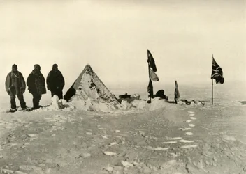Das südlichste Lager nach sechzig Stunden Schneesturm, Februar 1909