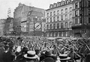 Die deutsche Armee marschiert durch Brüssel, Erster Weltkrieg, ca. 1914-1920