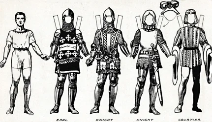 Die große Galerie der britischen Kostüme: Kleid getragen in der Regierungszeit von Edward III, ca. 1934